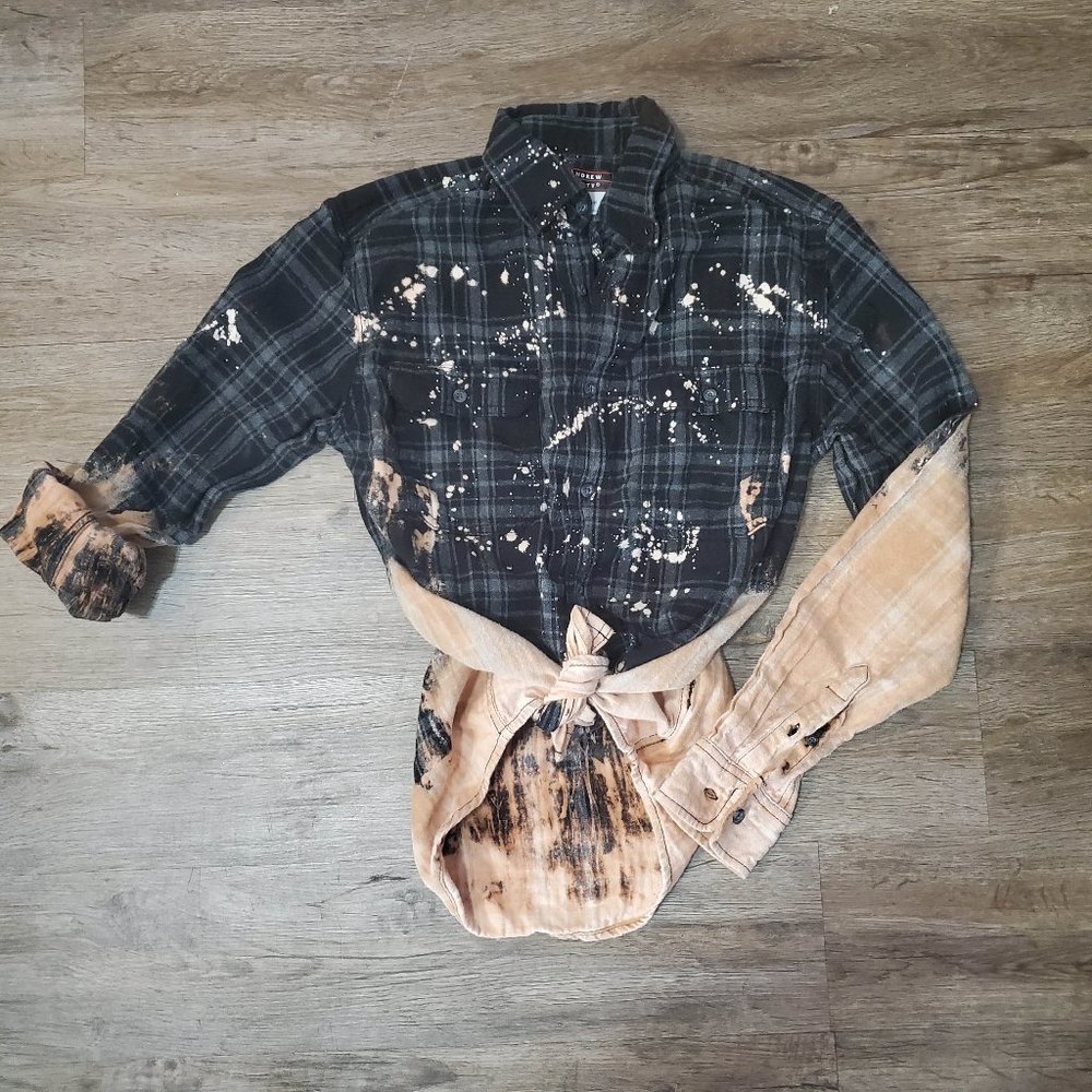 Black & White Distressed Flannel